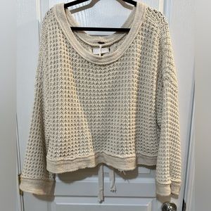 Free people lace-up back waffle knit sweater